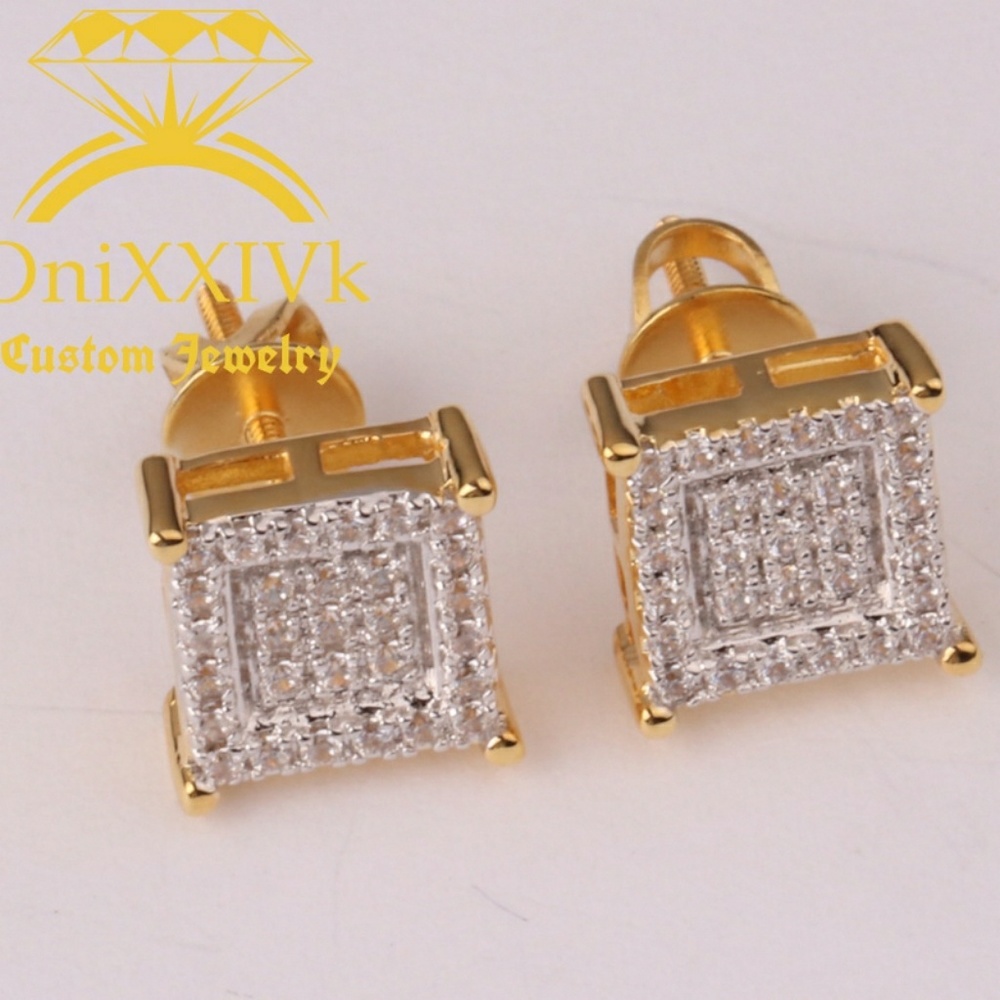 Iced Out Custom Square Studded Earrings